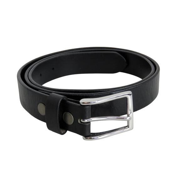 Belts.com Other - Belts.com Black Leather Belt Silver Rectangle Brass Buckle Size 40 Men's Clasic